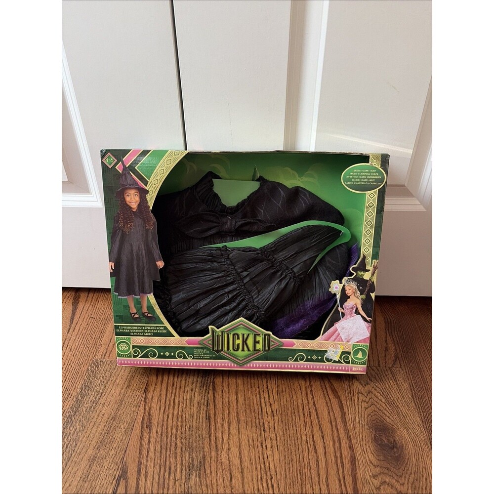 Universal's Wicked Deluxe Elphaba Black Dress & Accessories Girl Size 4-6X